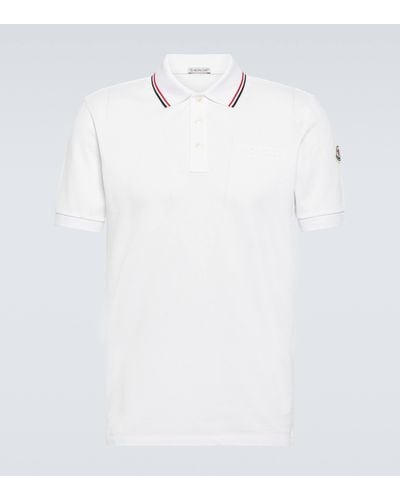 Moncler Logo-embossed Contrast-tipped Cotton-piqué Polo Shirt - White