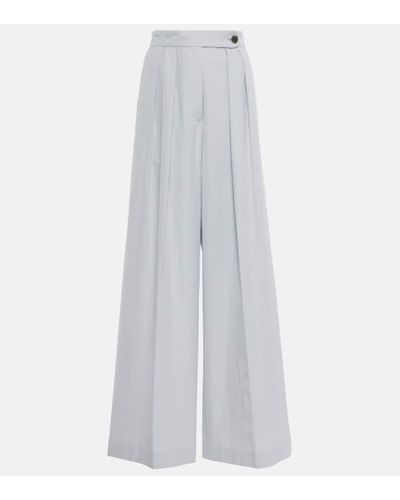 Dries Van Noten Pleated Cotton Gabardine Wide-leg Pants - White