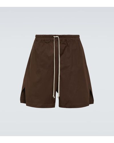 Rick Owens Shorts de popelin en mezcla de algodon - Marrón