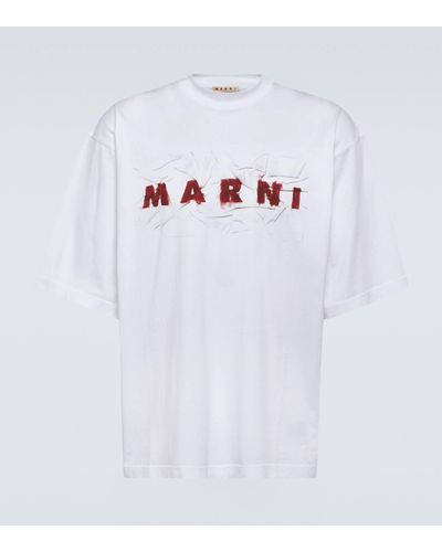Marni Logo Cotton Jersey T-shirt - White