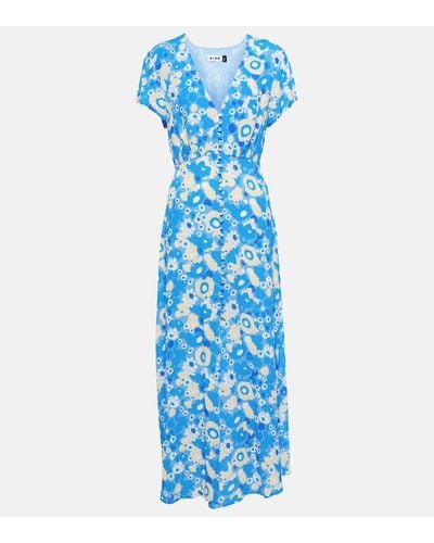 RIXO London Aspen Floral-print Crepe Midi Dress - Blue