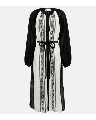 Tory Burch Embroidered Linen Kaftan - Black