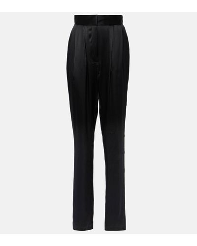 TOVE Remi High-rise Silk Straight Trousers - Black