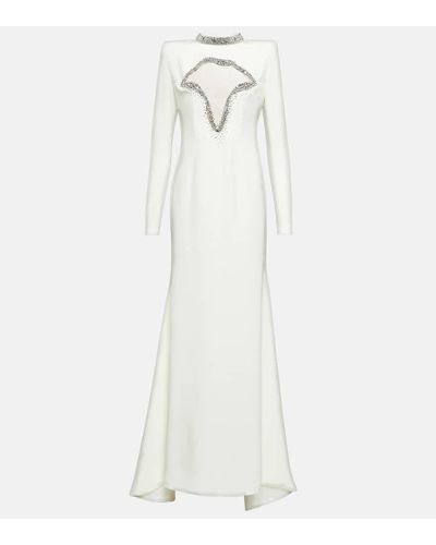 Miss Sohee Crystal-embellished Silk Cutout Gown - White