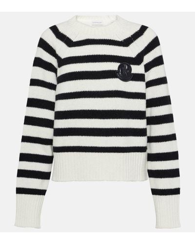 Moncler Logo Stripe-intarsia Wool Sweater - Black