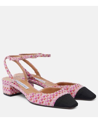 Aquazzura French Flirt 35 Tweed Court Shoes - Pink