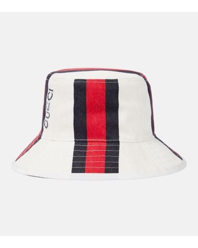 Gucci Sombrero de pescador de algodon con logo - Rojo