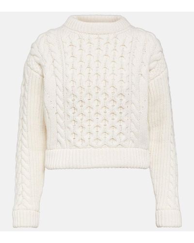 Patou Cable-knit Cashmere-blend Sweater - White