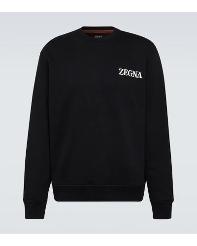 Zegna Sudadera de jersey de algodon con logo - Negro