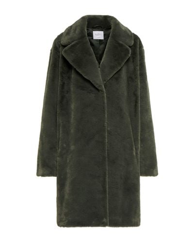 Velvet Faux Fur Coat - Green