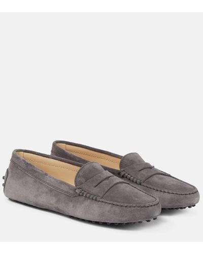 Tod's Gommino Suede Driving Shoes - Gray