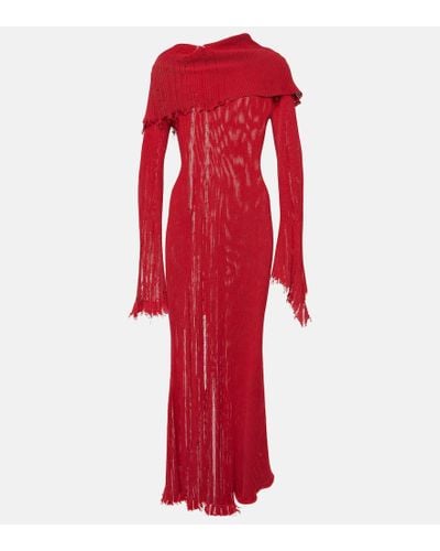 Acne Studios Vestido largo de algodon desgastado - Rojo