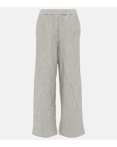 Loewe Puzzle High-rise Cotton Wide-leg Pants - Gray