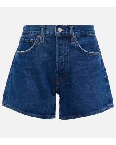 Agolde Shorts di jeans Parker Long a vita alta - Blu