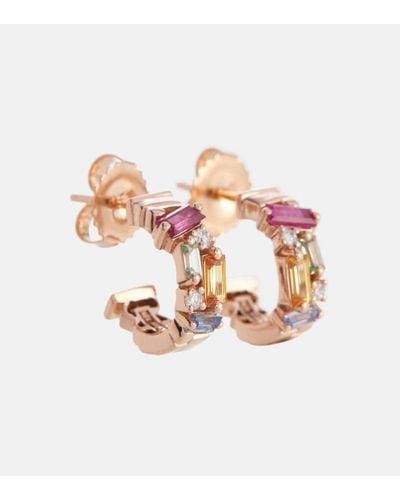 Suzanne Kalan Ella Rainbow 18kt Rose Gold Earrings With Diamonds And Sapphires - Multicolor