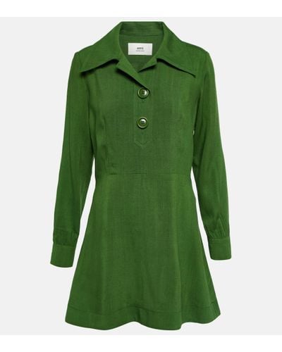 Ami Paris Silk-blend Minidress - Green