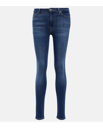 7 For All Mankind High-Rise Jeans Slim Illusion Luxe - Blau