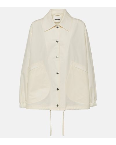 Jil Sander Logo Cotton Shirt Jacket - White