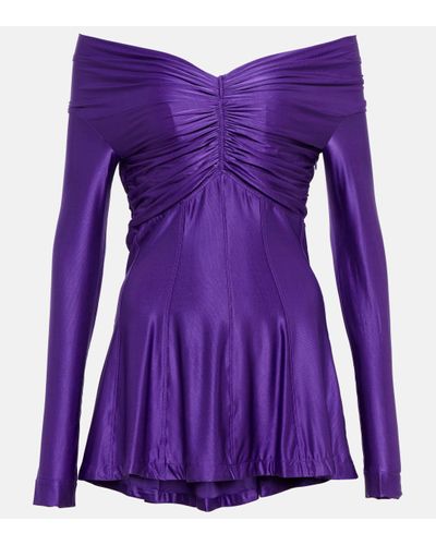 Rabanne Off-shoulder Jersey Minidress - Purple