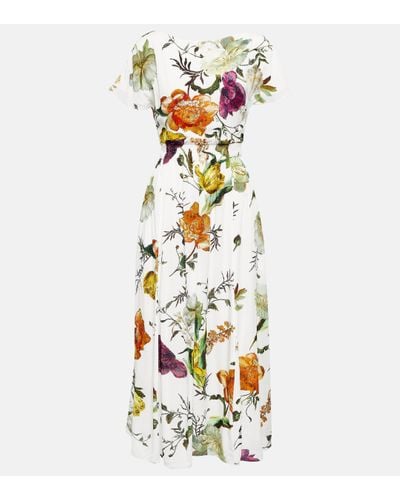 Erdem Fraser Floral Crepe Midi Dress - White