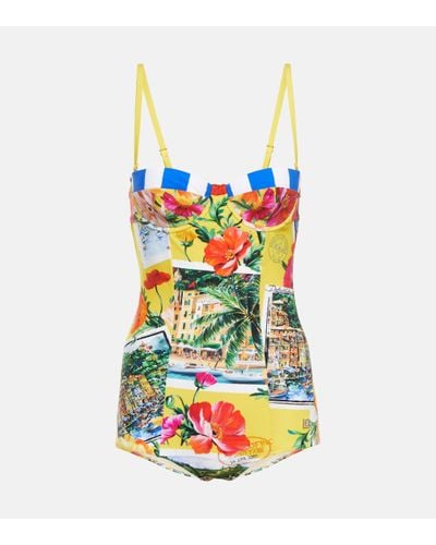 Dolce & Gabbana Portofino Printed Balconette Swimsuit - Multicolour