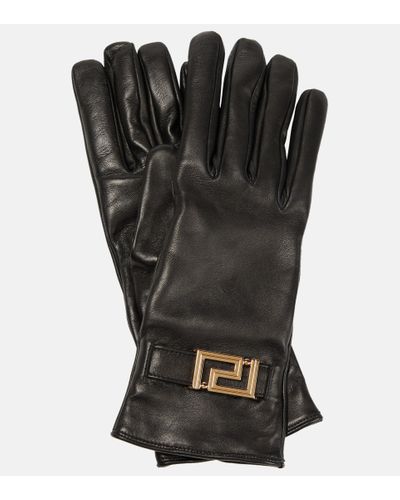 Versace Handschuhe Greca aus Leder - Schwarz