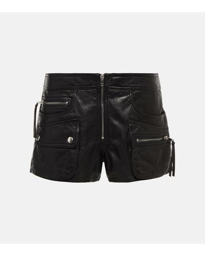 Isabel Marant Coria Leather Cargo Shorts - Black