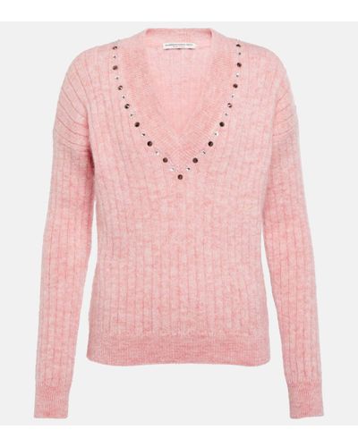 Alessandra Rich Embellished Wool-blend Jumper - Pink