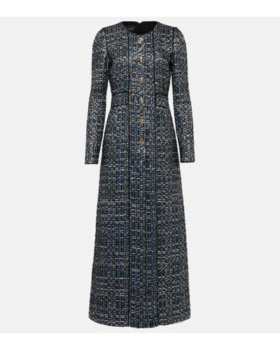 Giambattista Valli Tweed A-line Cotton Maxi Dress - Blue