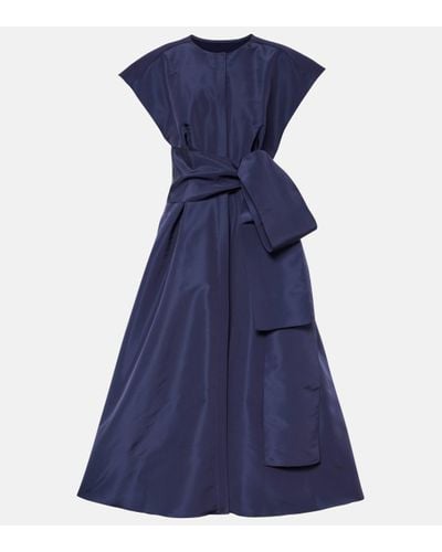 Carolina Herrera Bow-detail Silk Midi Dress - Blue