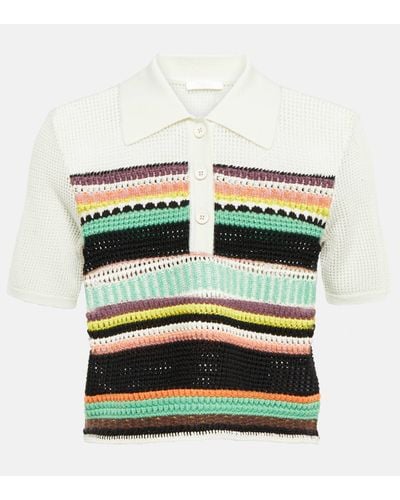 Chloé Chloe Cropped Wool Polo Shirt - Multicolour