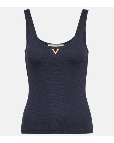 Valentino Cotton Jersey Tank Top - Blue