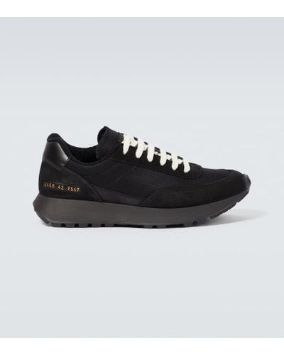 Common Projects Track Classic Leather And Suede-trimmed Ripstop Sneakers - Black