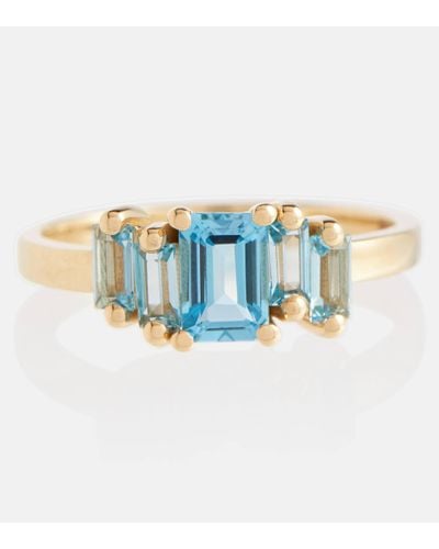 Suzanne Kalan Amalfi 14kt Gold Ring With Emerald And Topaz - Blue