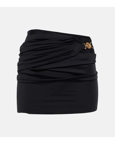 Versace Minifalda fruncida con adornos - Negro