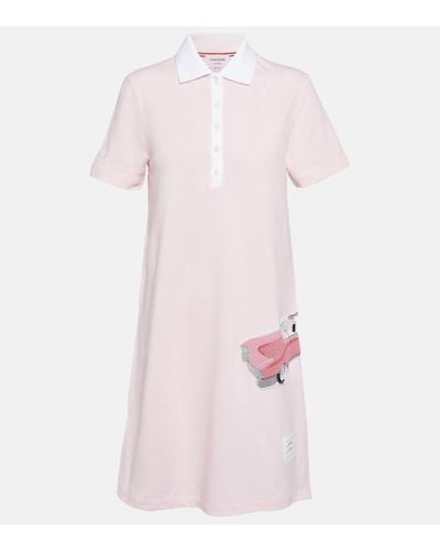 Thom Browne Cotton Polo Minidress - Pink