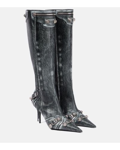 Balenciaga Stiefel Cagole 90 aus Leder - Schwarz