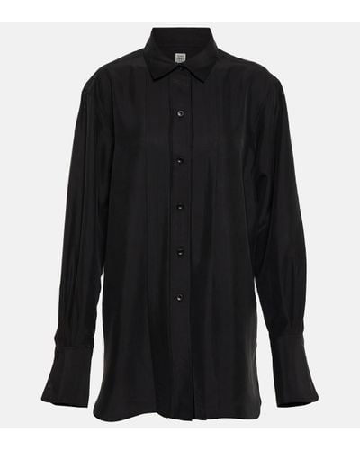 Totême Oversized Silk Shirt - Black