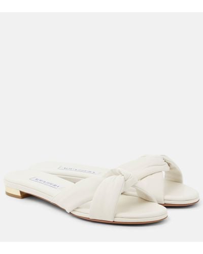 Aquazzura Olie Leather Slides - White