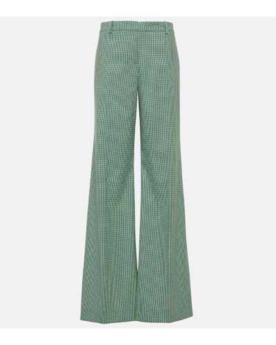 Etro Checked Mid-rise Wide-leg Trousers - Green