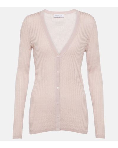 Gabriela Hearst Ribbed-knit Cashmere And Silk Cardigan - Pink