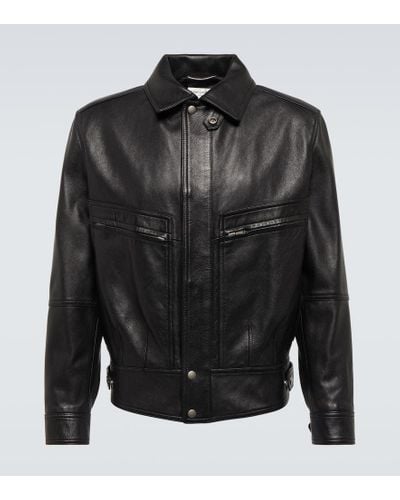 Saint Laurent Paneled Leather Jacket - Black