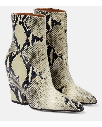 Paris Texas Jane Snake-print Leather Ankle Boots - Multicolor