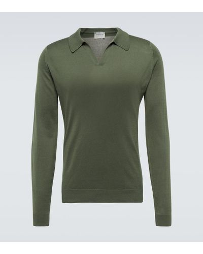 John Smedley Puck Cotton Polo Sweater - Green