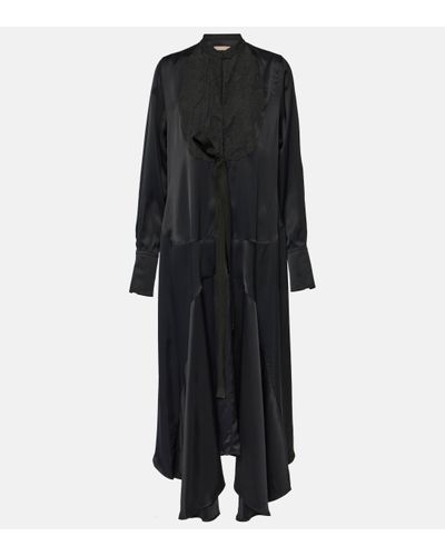 Plan C Asymmetric Pleated Midi Dress - Black