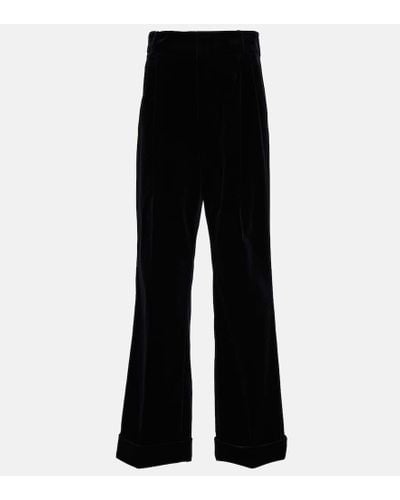Gucci Cotton-blend Velvet Straight-leg Pants - Black