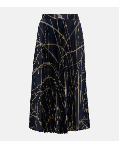 Versace Greca Nautical Plisse Satin Midi Skirt - Black
