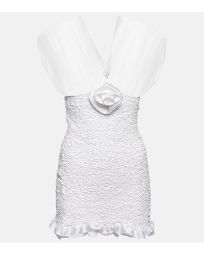 Alessandra Rich Textured Silk Minidress - White