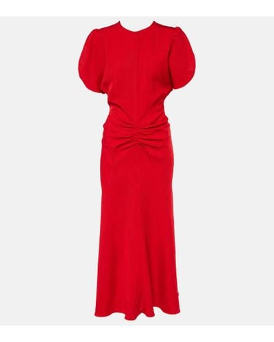 Victoria Beckham Vestido midi drapeado - Rojo