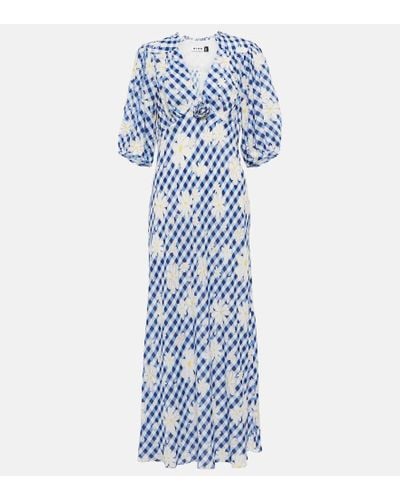 RIXO London Nicolette Printed Woven Midi Dress - Blue